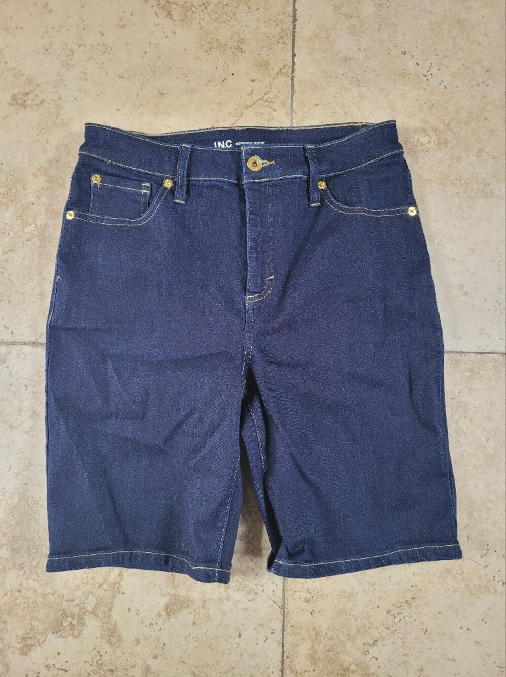 INC International Concepts Navy Blue Denim Bermuda Shorts